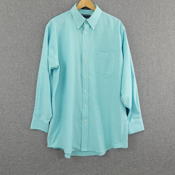 Stafford Essentials Oxford Shirt Aqua Blue Regular Fit 17 34/35 Cotton‎ Blend - Picture 1 of 7